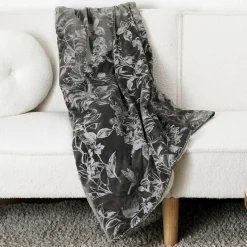 Plaid velours motif Sherpa gris - 120x150 cm