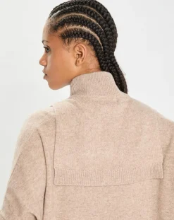 Plastron 100% Cachemire col montant en côtes Carla chestnut