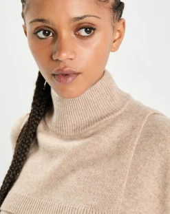 Plastron 100% Cachemire col montant en côtes Carla chestnut