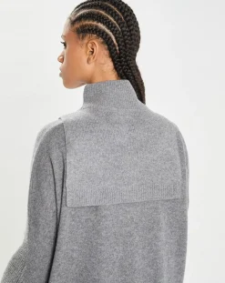 Plastron 100% Cachemire col montant en côtes Carla gris