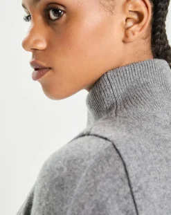 Plastron 100% Cachemire col montant en côtes Carla gris