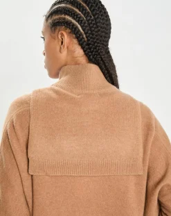 Plastron 100% Cachemire col montant en côtes Carla mocha