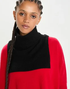 Plastron 100% Cachemire col montant en côtes Carla noir