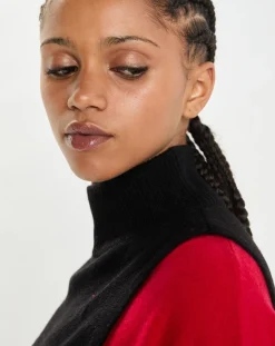 Plastron 100% Cachemire col montant en côtes Carla noir