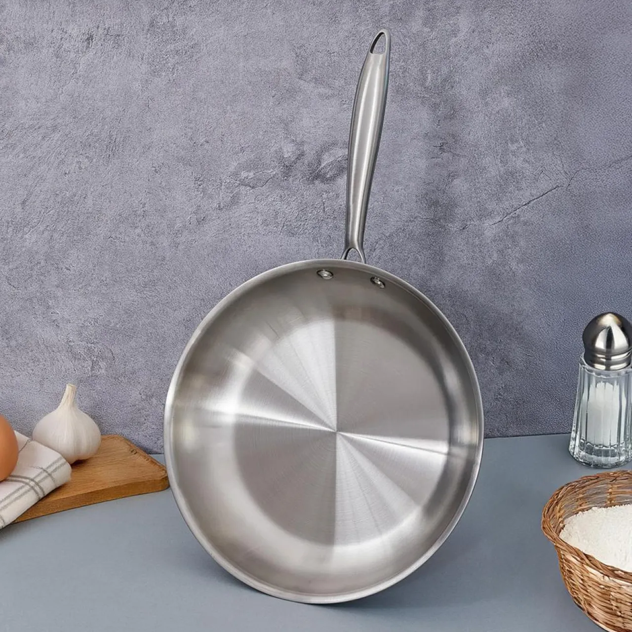 Poêle triplex induction argentée - D.32 cm