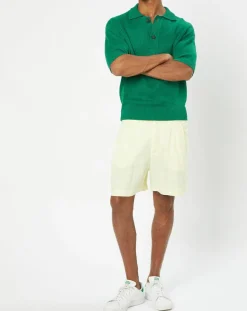 Polo 100% Lin manches courtes Maille vert emeraude