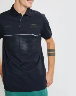 Polo en jersey Regular Fit rayé Aston Martin Racing noir