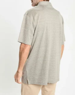 Polo en Lin mélangé Regular Fit Oxford beige moyen chiné