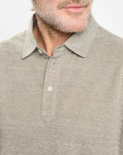 Polo en Lin mélangé Regular Fit Oxford beige moyen chiné