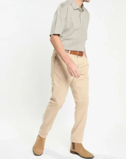 Polo en Lin mélangé Regular Fit Oxford beige moyen chiné