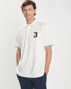 Polo manches courtes Héritage Numéro écru