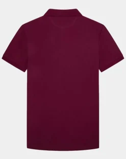 Polo manches courtes uni piqué rouge grenade