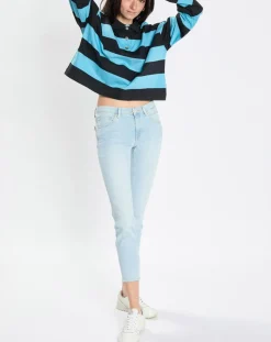 Polo rayures rugby bleu/noir