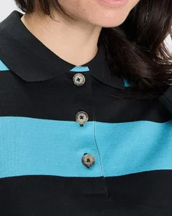 Polo rayures rugby bleu/noir