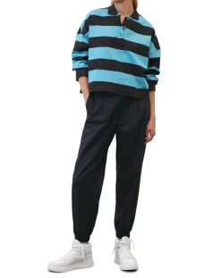 Polo rayures rugby bleu/noir