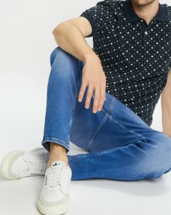 Polo Regular Fit 100% Coton Bio imprimé bleu marine