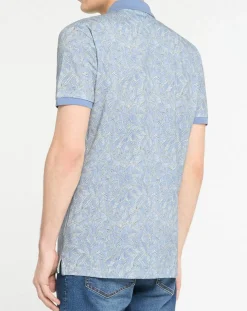 Polo Regular Fit à imprimé feuilletage bleu clair