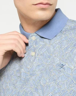 Polo Regular Fit à imprimé feuilletage bleu clair