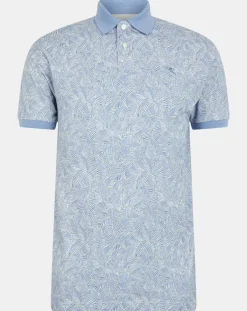 Polo Regular Fit à imprimé feuilletage bleu clair