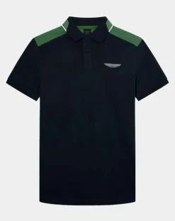 Polo Regular Fit Aston Martin Racing Colorblok bleu foncé/vert