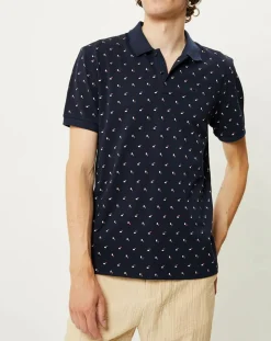 Polo Regular Fit imprimé Square bleu marine