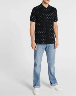 Polo Regular Fit imprimé Square bleu marine