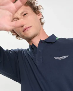 Polo Regular Fit manches longues Aston Martin Racing bleu foncé