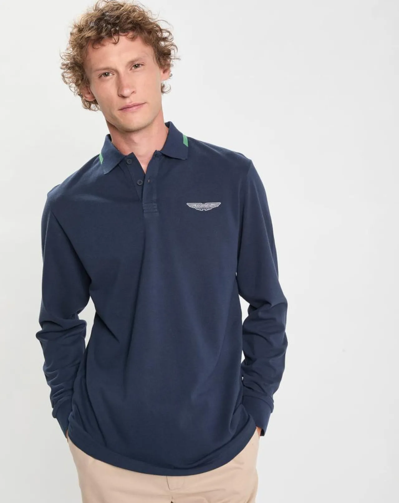 Polo Regular Fit manches longues Aston Martin Racing bleu foncé