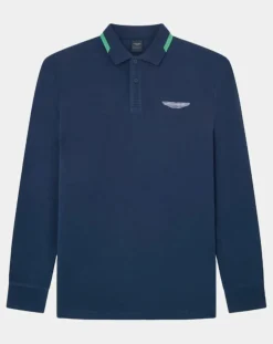 Polo Regular Fit manches longues Aston Martin Racing bleu foncé
