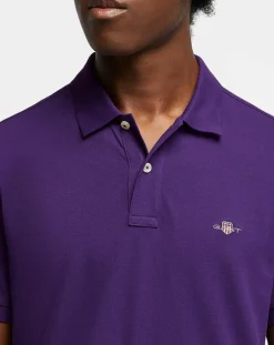 Polo Regular Fit manches courtes uni piqué violet
