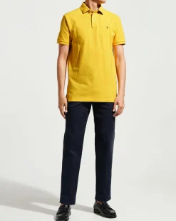 Polo Regular Fit uni piqué jaune