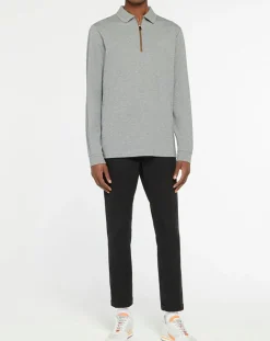 Polo Regular Fit zippé gris moyen