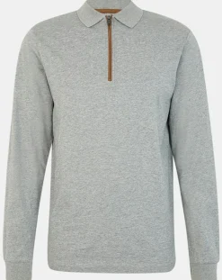 Polo Regular Fit zippé gris moyen