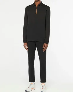 Polo Regular Fit zippé noir