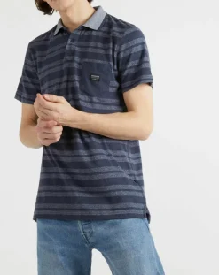 Polo Remember When rayures bleu foncé/bleu gris