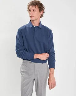 Polo Slim Fit en Jersey Rugby bleu