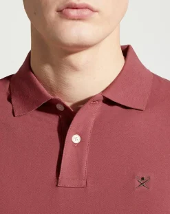 Polo Slim Fit manches courtes uni piqué rouge