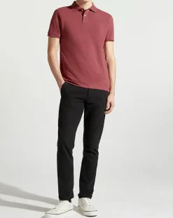 Polo Slim Fit manches courtes uni piqué rouge