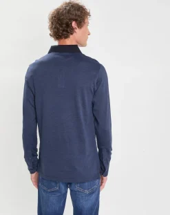 Polo Slim Fit Mercerisé à chevrons bleu