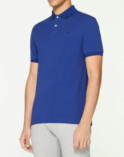 Polo Slim Fit uni bleu