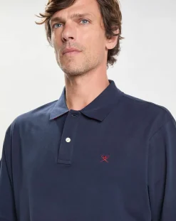 Polo Slim Fit uni Piqué bleu marine