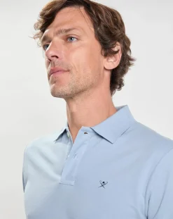 Polo Slim Fit uni Piqué bleu ciel