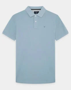 Polo Slim Fit uni Piqué bleu ciel