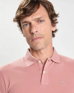 Polo Slim Fit uni Piqué rose