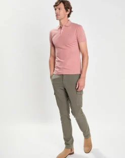 Polo Slim Fit uni Piqué rose