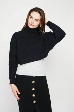 Poncho court col roulé noir