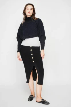 Poncho court col roulé noir