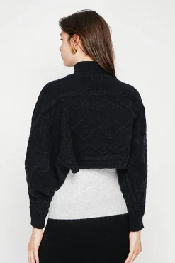 Poncho court col roulé noir