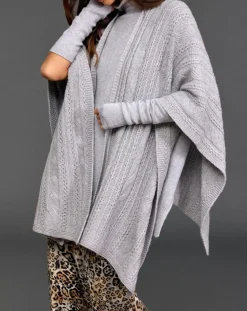 Poncho en Laine & Cachemire Roca gris