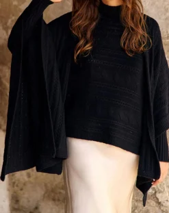 Poncho en Laine & Cachemire Roca noir
